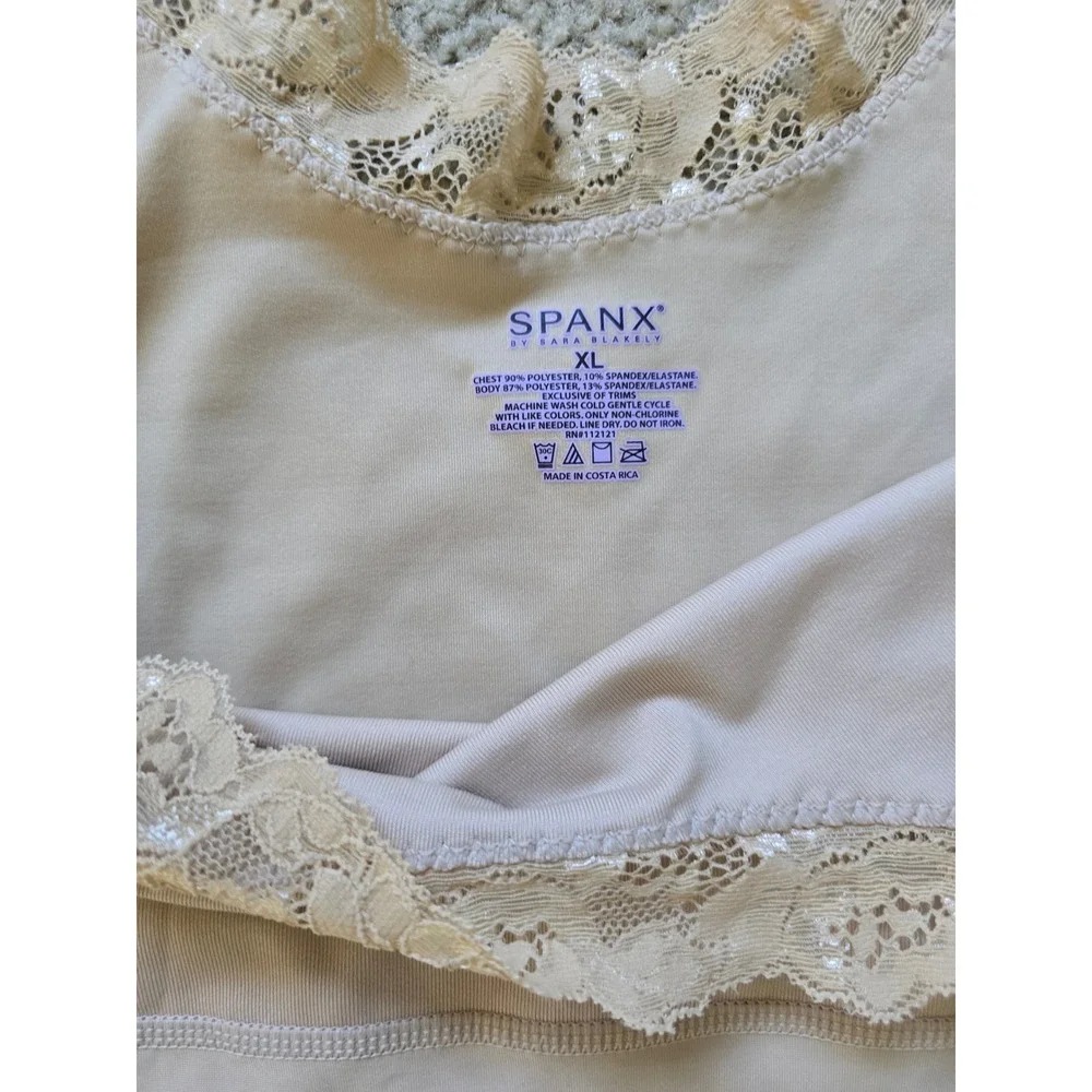 SPANX Hide and Sleek Lace Trim Nude Full Dress Slip Sleeveless Shapewear Size XL
